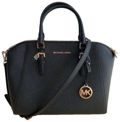 michael kors ciara satchel black|Ciara Large Saffiano Leather Satchel .